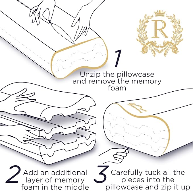 Memory Foam Pillow, Cervical Pillow (2 Pack) 4-Layer Queen, Contour Pillow, Side Sleeper, Neck Support, Pillow for Neck Pain - Image 9