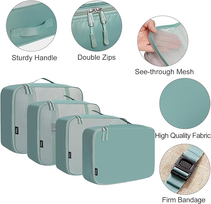 BAGAIL 8 Set Packing Cubes Luggage Packing Organizers for Travel Accessories-Dusty Blue - Image 4