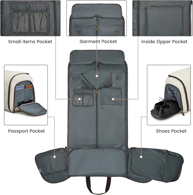 Garment Bag for Travel, S-ZONE Duffle Bag for Men Travel Convertible Suit Bags Carry on Luggage Women Hanging Suitcase Travel Bag with Toiletry Bag | Soft Canvas, Black, Carry-on size, with Toiletry Bag, Adjustable Shoulder Strap, Trolley Sleeve, Shoe ... - Image 5