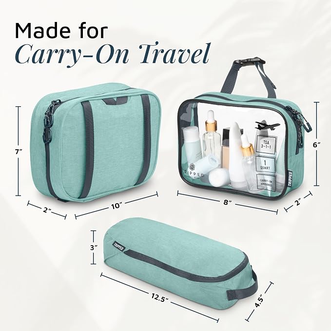 Toiletry Bag Kit 3 Piece Set: Hanging Travel Toiletry Bag + 311 TSA Cosmetic Liquid Bag + Accessory Organizer Pouch - Image 6