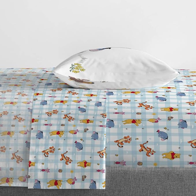 Jay Franco Kids Sheet Set with Fitted, Flat Sheets & Pillow Cover - Ultra-Soft Bedding with Pillowcase for Room Decor, White - Winnie The Pooh, 3 Piece Twin - Image 6