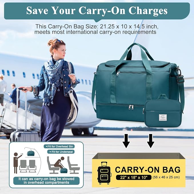 Extra Large Travel Duffel Bag, Carry-On Weekender Bags for Women Travel | Overnight Weekend Bag with Shoes Compartment for Travel Business Trips Sport Hospital, Toiletry Bag Included - Image 2