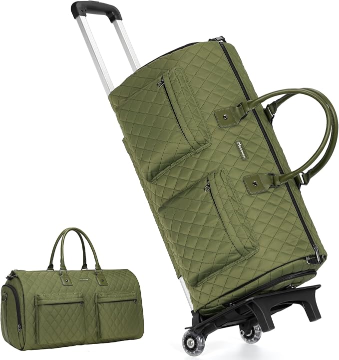 Convertible Rolling Garment Bag, Carry-On Duffle | 3-in-1 carry-on rolling duffle bag with wheels, suit carrier for overnight travel for both men and women by Modoker