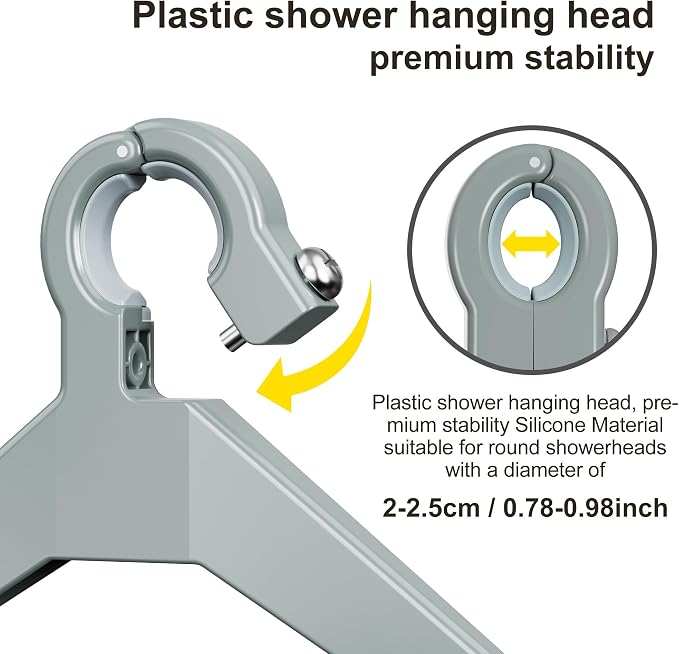 Orimade 4 Tier Adjustable Anti-slip Shower Caddy over Shower Head,Rustproof Bathroom Hanging shower Organizer with 4 Hooks for Razor,No Drilling Shower shelves Storage Rack,Grey - Image 3