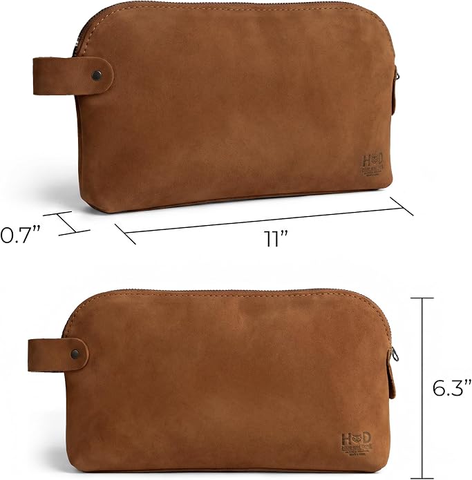 Hide & Drink, Large Rustic All Purpose Utility Bag for Cords & Chargers, Travel Bag, Multi-Purpose Bag, Full Grain Leather - Image 4