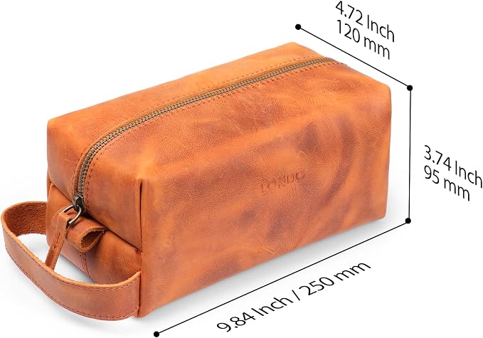 Londo Genuine Leather Travel Toiletry, Makeup, Shaving Organizer Bag - Dopp Kits - Unisex - Image 2
