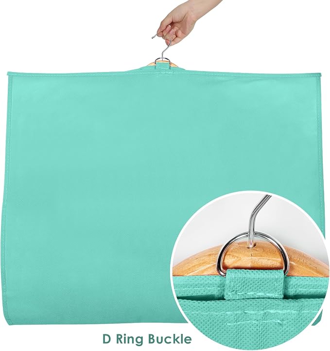 Univivi Dance Costume Bags Garment Bag 40 Inch Hanging Clothes for Dance Competitions, with 3 Medium Clear Zipper Pockets for Dance Costumes, Closet Storage (Green) - 4 Pack - Image 4