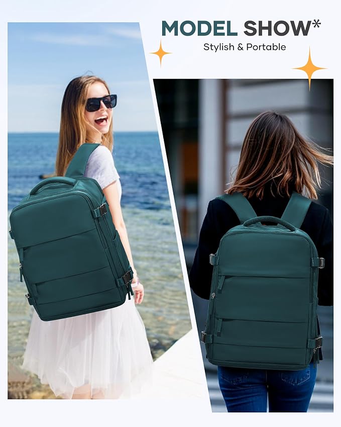 coofay Large Travel Backpack Carry on Flight Approved Mochila De Viaje Carry on Backpack for Airplanes Spirit Airlines Personal Item Bag 18x14x8 Inches Travel Bag Traveling Backpack for Women Men - Image 2