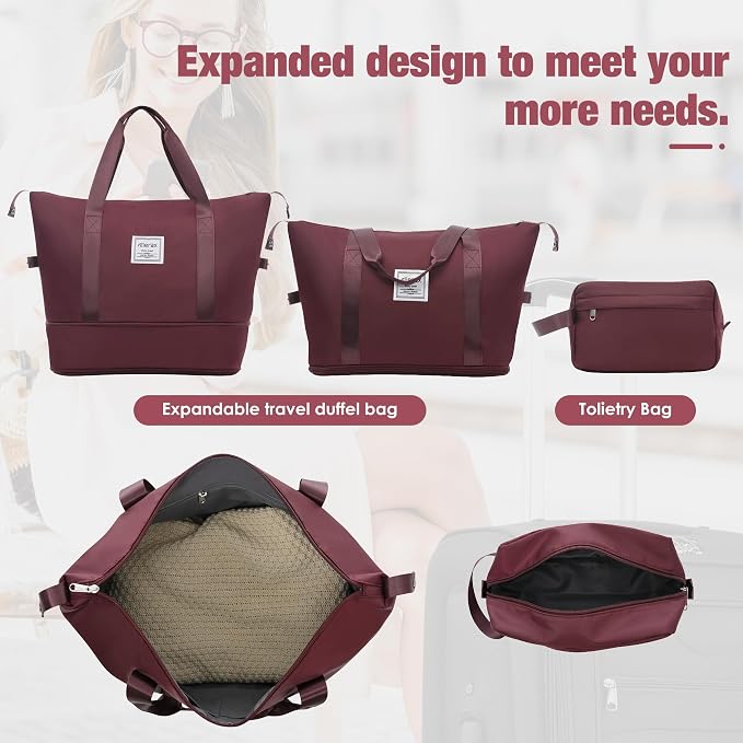 Merax Softside Luggage Set Lightweight 3 Piece Suitcase with Duffel Bag | Expandable Upright Travel Spinner Luggage 22" 26" 30",Red - Image 5