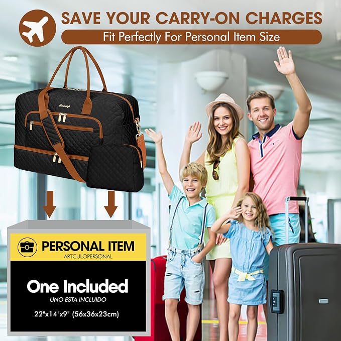 Travel Duffle Bag Weekender for Women - Carry-On Overnight Bag Personal Item Bag with Shoe Compartment & Wet Pocket Large Weekend Tote Bags with Toiletry Bag Hospital Bags for Labor and Delivery - Image 7