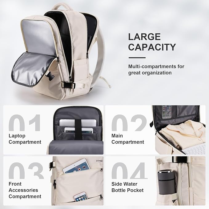 HOMIEE 50L Travel Backpack Large Suitcase Water Resistant Luggage Daypack | Carry on Backpack for Men Women Fits 17.3 Inch Laptop - Image 3