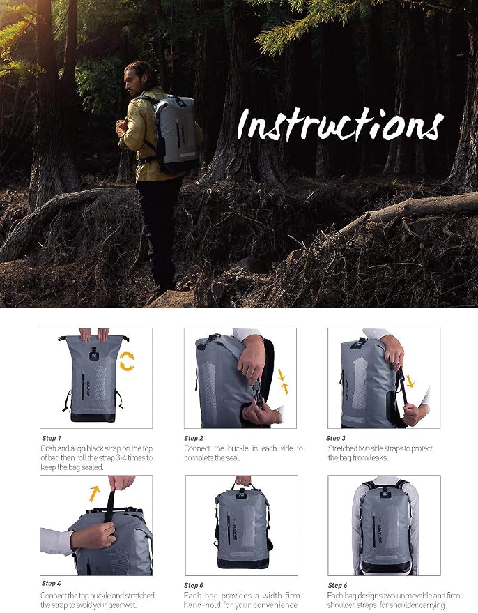 IDRYBAG Waterproof Backpack for Men 20L/30L/40L, Floating Dry Bag Kayak, Dry Backpack Hiking - Image 8