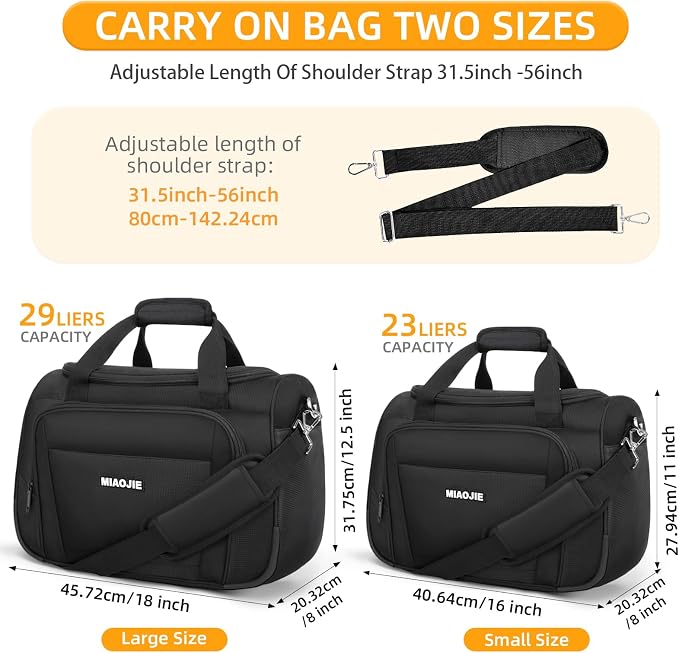 Underseat Carry On Luggage Lightweight Travel Tote Weekender Bag Overnight Duffle Bag for Travel, Travel Essentials Personal Item Travel Bag for Women and Men,Black-18Inch - Image 4