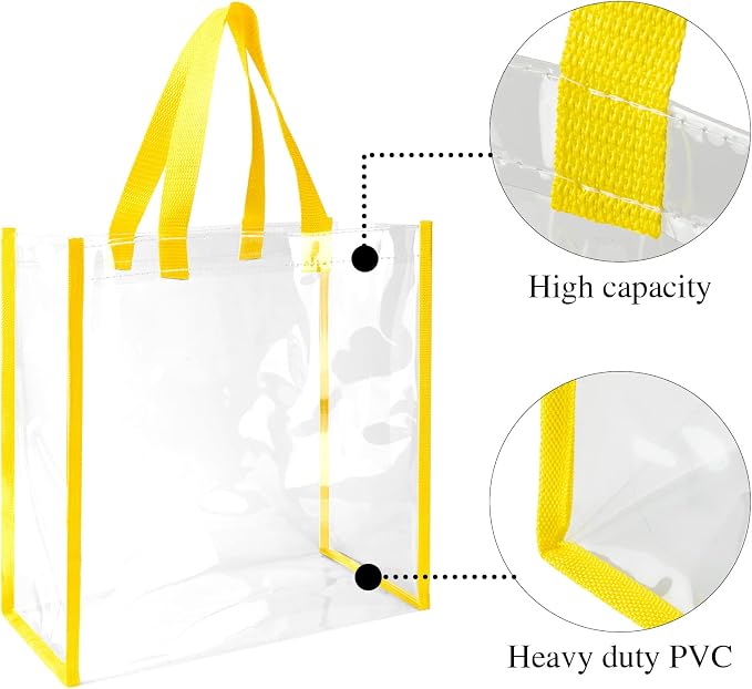 Saintrygo 20 Pack Clear Tote Bags Bulk 12 x 12 x 6 PVC Plastic Tote Bag with Handles for Stadium Work Beach Sports(Classic Color) - Image 5