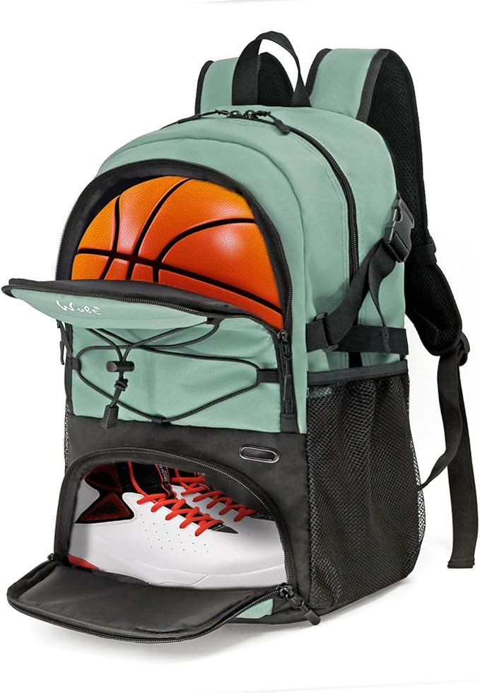 WOLT Basketball Backpack Large Sports Bag with Separate Ball Holder & Shoes Compartment, Best for Basketball, Soccer,Gym by WOLT