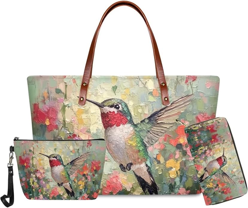 GIFTPUZZ Women Tote Bag Women Wallet Portable Cosmetic Bag for Women Bag Set 3 Pack PU Leather Bags with Zipper - Image 3