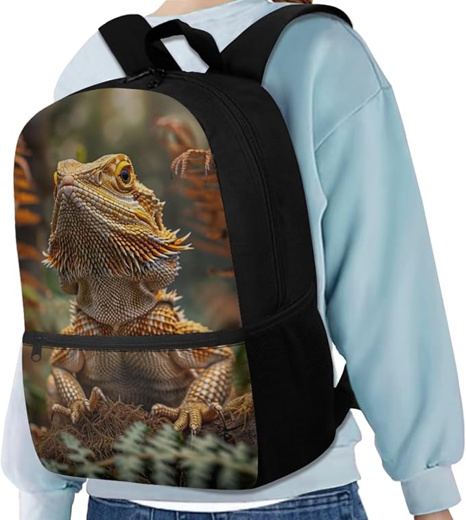 Dragon Lizard Backpack for Kids Boys Backpack with Lunch Box Water Bottle Pouch and Big Pencil Case 4PCS Set Bookbag with Front Pocket 17 inch Sturdy School Bag Kids Back to School Essentials - Image 2