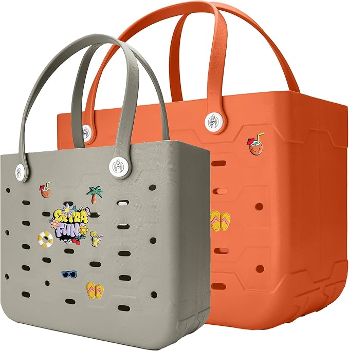 2-Pack Large Beach Bags XL & M Waterproof Tote, Sandproof, Washable- Essentials: Pool, Boat, Sports, Groceries by Unknown