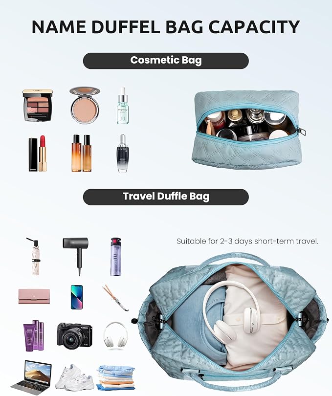 Gifts for Mom-Initial Duffle Bag with Shoe Compartment, Personalized Weekender Bag, Monogram Overnight Bag, Letter Travel Bag with Makeup Bag，Personalized Gifts Idea for Women Her (Letter F) - Image 4
