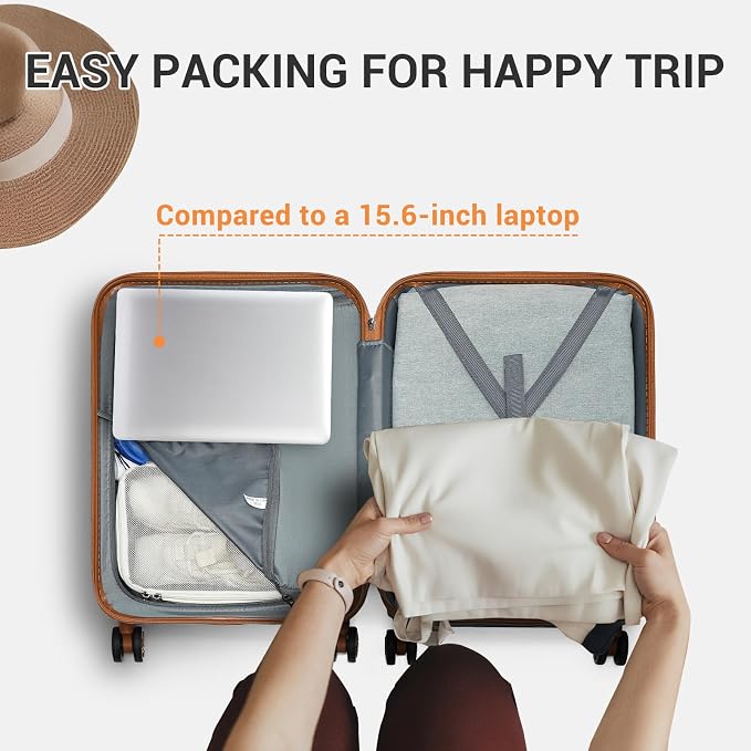 Kono Carry On Luggage 22x14x9 Airline Approved with Spinner Wheels | Lightweight PC+ABS 20 Inch Luggage with TSA Lock,Expandable Hard Shell Carry On Suitcases for Men Women,Apricot Blue - Image 7
