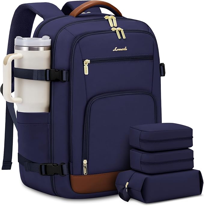LOVEVOOK Travel Backpack For Women Flight Approved, 50L Large Carry On Backpack, Personal Item Travel Bag for Airplanes, Business 18 Inch Laptop Backpack, Weekender Overnight Daypack, With 3 Cubes by LOVEVOOK