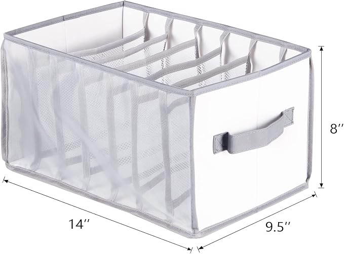 Univivi Clothes Drawer Organizer Wardrobe Clothes Organizer for Folded Clothes, 7 Grids Upgraded Large Capacity Drawer Organizers for Jeans, Pants, Sweaters, T-Shirt, Underwear - Set of 2 - Image 3