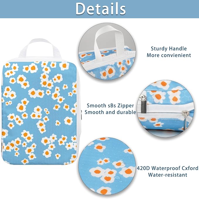 8 Pcs Compression Packing Cubes for Travel, Lightweight Waterproof Luggage Organizer Bags Set, Washable Packaging Cubes for Women Backpack Carry-On Suitcases - Image 4