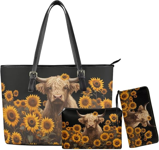 Women Purse Handbags Wallet Sets Leather Shoulder Tote Bag for Women,Top Handle Purse with Wrist Wallet Bag by Unknown