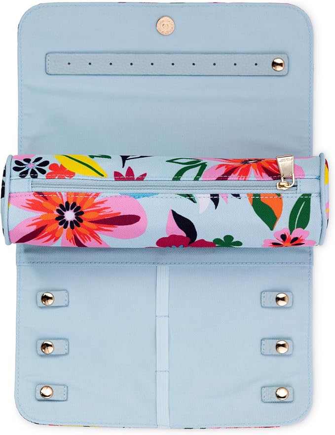kate spade new york Travel Jewelry Roll, Safari Floral | Fabric Jewelry Case Organizer for Women, Cute Jewelry Organization Holds Necklaces, Rings, Bracelets with Zipper Pocket - Image 4