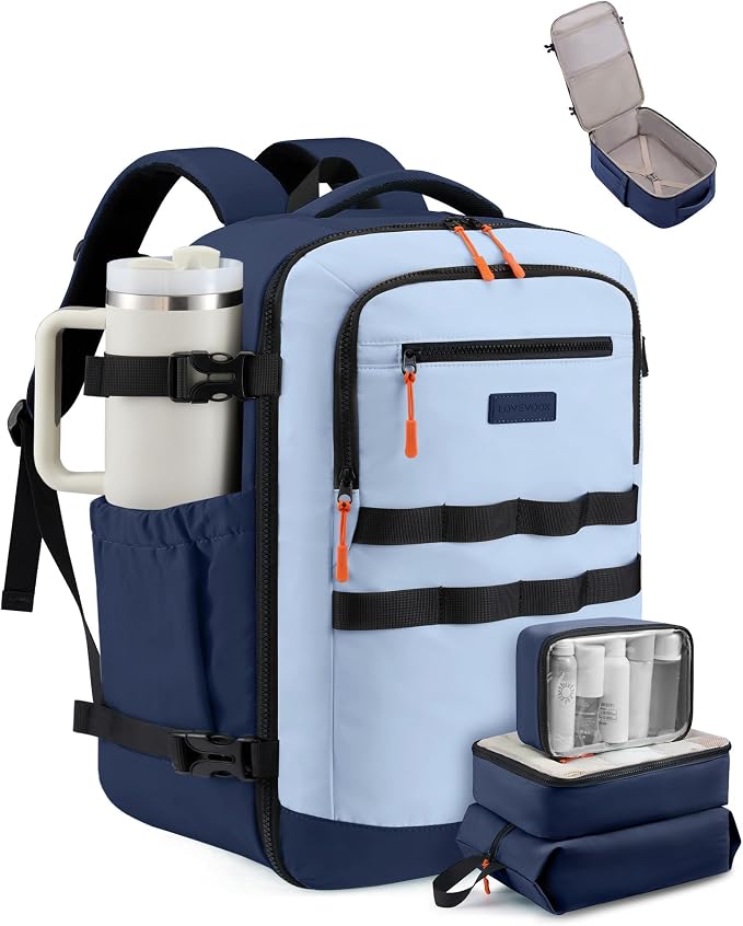 LOVEVOOK 40L Travel Backpack for Women & Men, TSA Approved Carry On Backpack with 3 Packing Cubes, Waterproof Personal Item Bag Fits 17 Inch Laptop, Weekender Essentials Overnight Backpack for Trip by LOVEVOOK