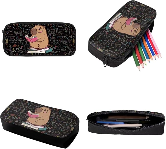 Capybara Book Print Reusable School Bookbag Set for Boys and Girls, Lightweight Large Backpack Set with Insulated Lunch Bag Pen Case, Durable Knapsack Set for School or Travel, Black - Image 7