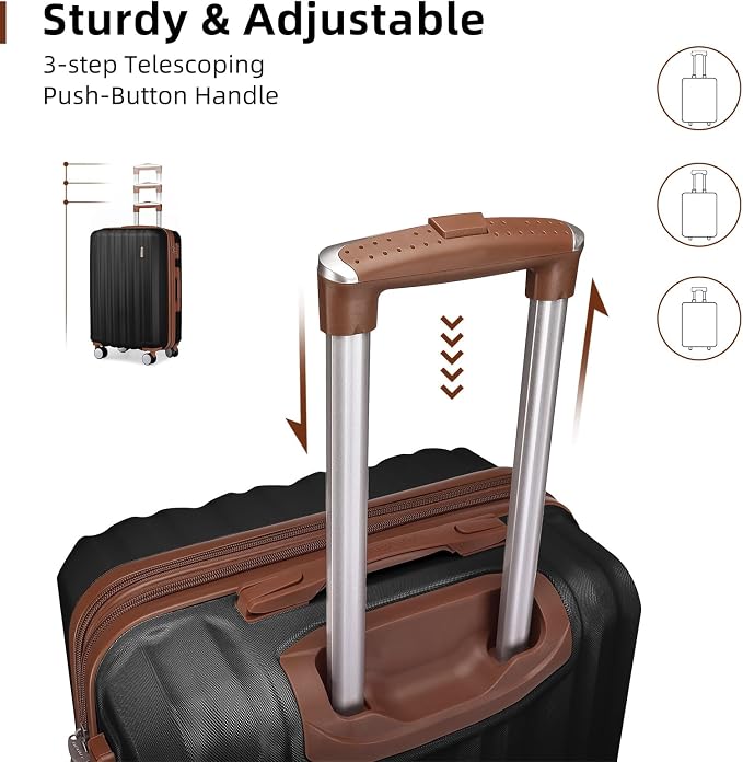 LARVENDER Luggage Sets 6 Piece, Suitcases With Wheels, Expandable Hardshell Carry on Luggage Suitcase Set, Lightweight Travel Luggage Set with TSA Locks for Men and Women, Black - Image 7