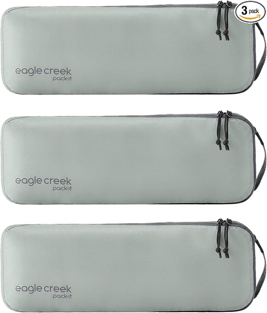 Eagle Creek Pack-It Isolate Slim Cube M/M/M Set - Minimalist Compact Travel Organizer for Hair Styling Tools, Belts & Small Items - Travel Accessories - Storm Grey by EagleCreek