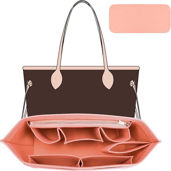 Purse Organizer Insert Compatible with Lv Neverfull MM Insert Organizer Pink and More, Bag Organizer Liner Shaper for Tote Handbags, Pink/L by OAIKOR