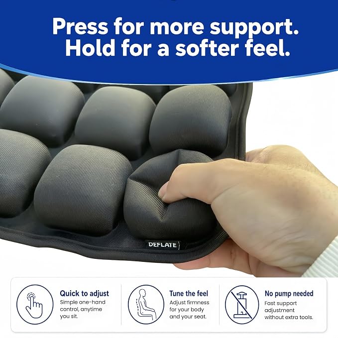 Airplane Seat Cushion, Inflatable Travel Cushion for Long Flights, Portable Travel Seat Cushion with Built-in Press Pump - Image 3