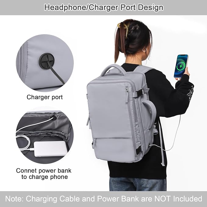 Sinaliy Travel Backpack for Men and Women, 17 Inch Laptop Backpack | Waterproof Large Expandable College Bookbag, as Person Item Flight Approved with Anti Theft Pocket and Wet Pocket, Grey - Image 8