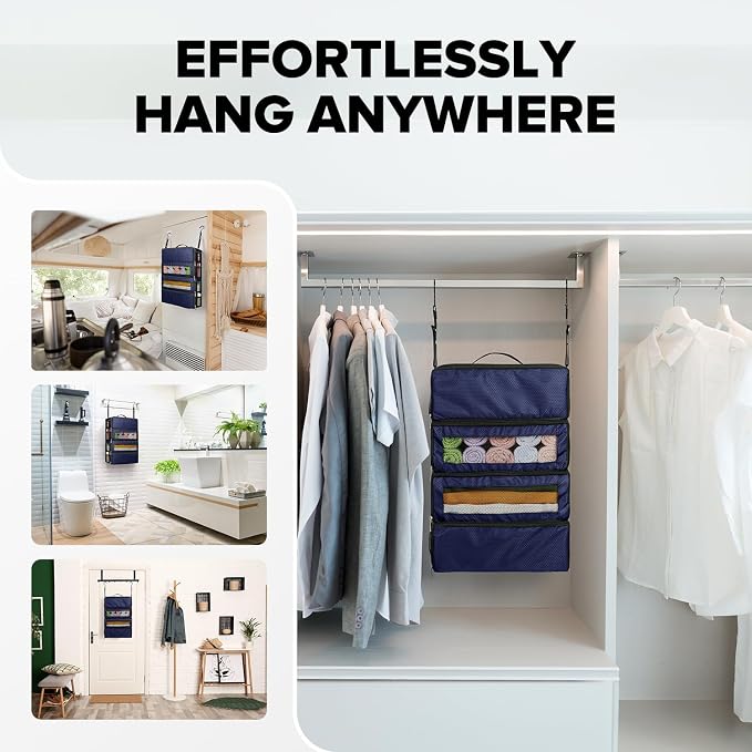 Suitcase Organizer, Travel Luggage Organizer Hanging Shelves Packing Cube Closet/Collapsible Portable Travel Organizer for Carry-on - Image 4