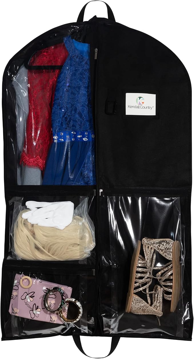 Waterproof Hanging Garment Bag 40 inch, Pockets & Side Zip for Clothes, Dance Costumes, Sports, Skating, Theatre, Pageants (Raven) - Image 6