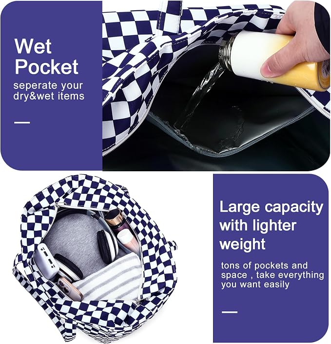 Bluboon Waterproof Beach Tote Pool Bags for Women Ladies Extra Large Carry On Bag With Wet Compartment for Weekender Travel - Image 5