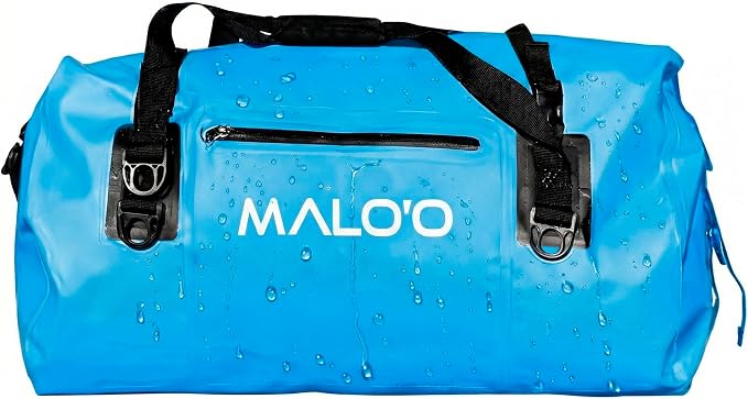 Malo’o Waterproof Dry Duffel, Heavy-Duty Roll Top Waterproof Gear Bag with Shoulder Strap & Molle Loops, Marine Duffel for Kayaking, Boating, Camping, Beach & Travel, Blue, 40L by Maloo