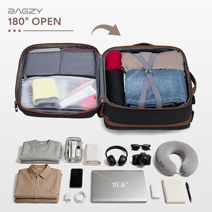 43x33x15cm Personal Item Bag Expandable 30L Travel Backpack 17x13x6 Inches Underseat Bag for Airlines Lightweight Carry on Luggage Water Resistant Flight Approved for College, Weekender Khaki - Image 3
