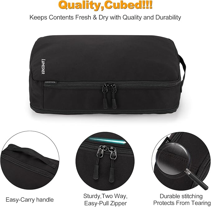 8 Set Compression Packing Cubes for Travel, Waterproof Luggage Organizers, Suitcase Organizer Set for Carry-On & Checked Baggage, Travel Accessories for Men & Women