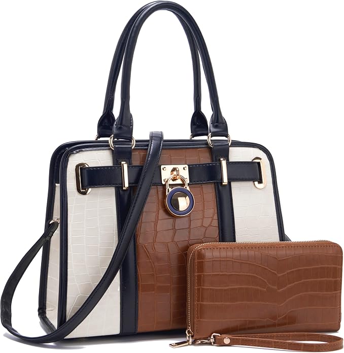 Qiyuer Structured Satchel Tote Handbags Set Women Purses with RFID Wallet | Premium, Sturdy, Spacious, Chic for Daily & Work, Vegan PU Leather, Multi-way Carry, Large Capacity RFID Wallet, Ideal Gift - Image 2