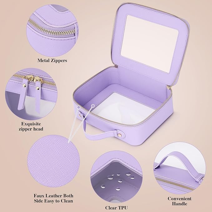 Pinkmik Clear Makeup Bag Waterproof Travel Case for Cosmetics and Toiletries Women's Purse Organizer and Clear Car Bag with Zipper (X/Purple, L+M+MINI) - Image 6