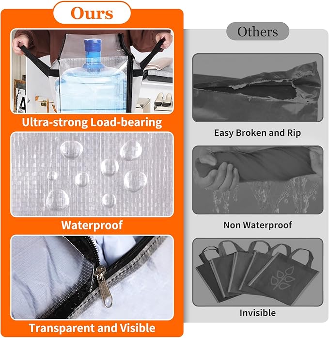 TasticTotes 6 Pack Long Clear Storage Bags for Comforter, Clothes & Bedding, Plastic Blanket Storage with Zipper and Handle, Moving Bags, Closet Organizer and Under-Bed Storage (90L, 39.4"*7.1"*19.7") - Image 5