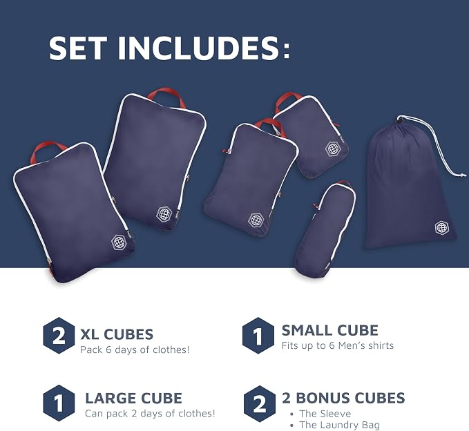 Extra Large Compression Packing Cube 6 Piece Set for Travel and Check Luggage by TRIPPED Travel Gear - Image 2