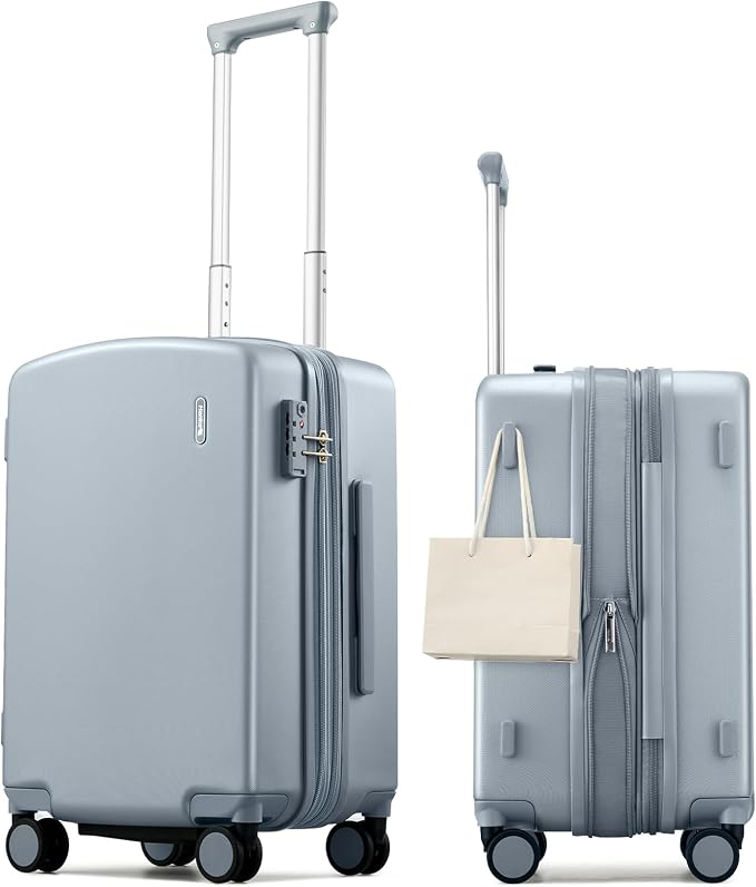 Hanke 20 Inch Expandable Carry On Luggage, 22x14x9 Airline Approved, TSA Lock Hard Shell Lightweight Suitcase for Men Women (Grey) by Hanke
