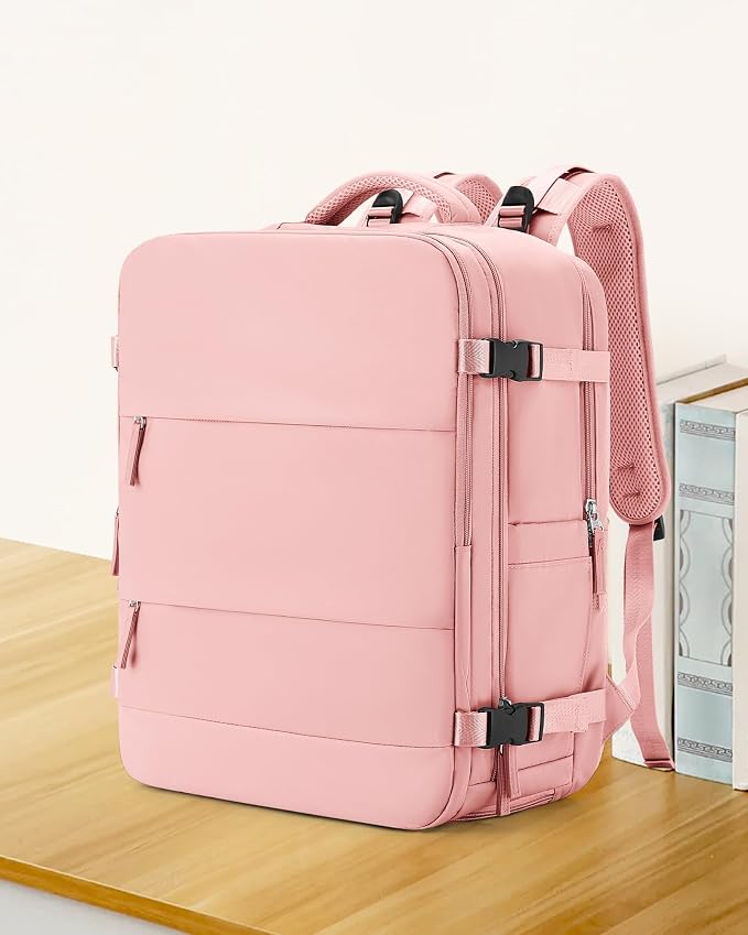 coowoz Large Travel Backpack Carry On for Women Man Gym Backpacks with Laptop Compartment Mochila de Viaje Teacher Personal Item Backpack Rucksack Airplane Accessories Must Haves Pink - Image 2