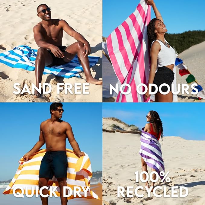 Dock & Bay Beach Towel - Quick Dry, Sand Free - Compact, Lightweight - 100% Recycled - Includes Bag - Cabana - Set G (4), Extra Large (200x90cm, 78x35) - Image 4