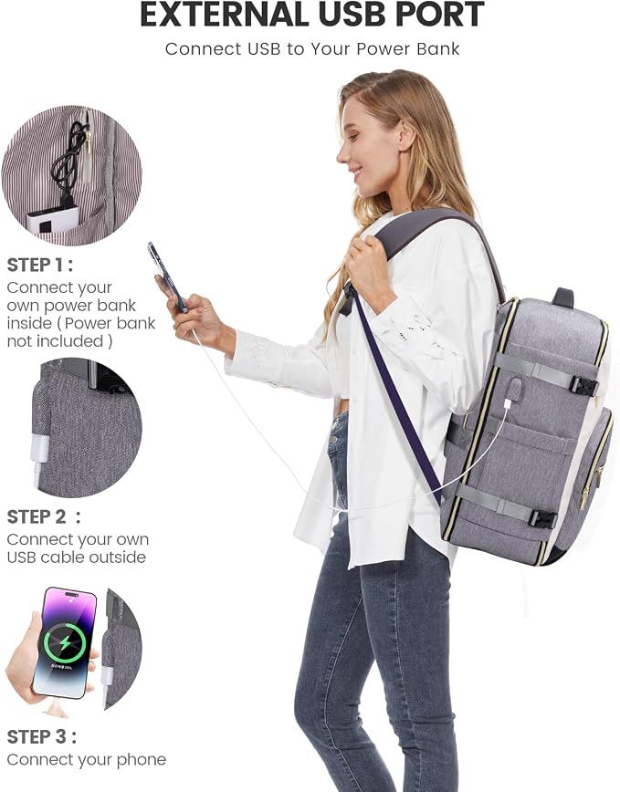 LOVEVOOK Travel Backpack for Women,40L Carry On Backpack for Airplanes,17.3 Inch Laptop Personal Item Travel Bag - Image 8